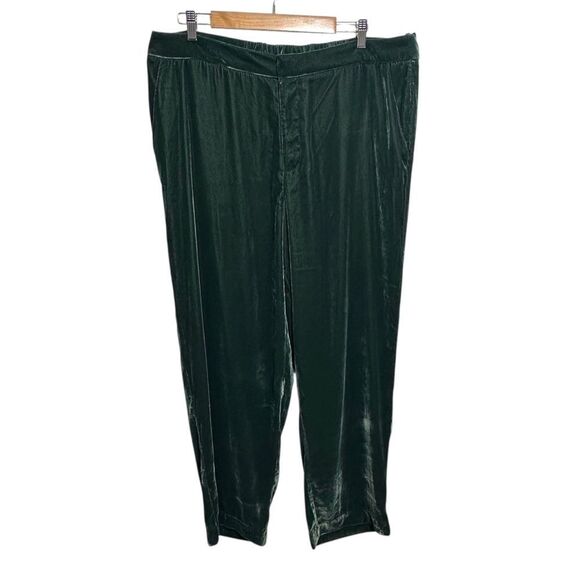 A New Day Womens Emerald Green Velvet Trouser Pants, Plus 17 - Picture 2 of 12